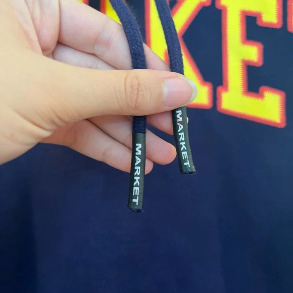 Market Navy Graphic Streetwear Loungewear Casual Hooded Sweatshirt Hoodie L NWT - Picture 3 of 9